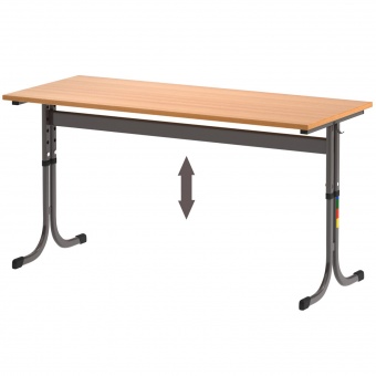 Zweierschülertisch, 130x55 cm (B/T), Platte: Melamin, ABS-Kante, höhenverstellbar, Zweierschülertisch, 130x55 cm (B/T), Platte: Melamin, ABS-Kante, höhenverstellbar,